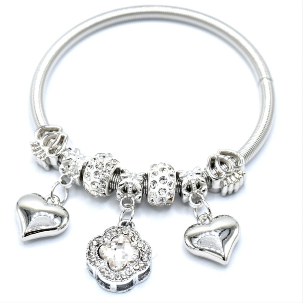 Charm Bracelet, Beautiful Silver Tone Charm Bracelet, New